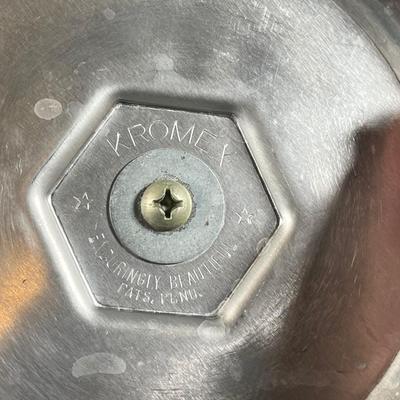 Lot 228: Vintage Entertaining Lot - Kromex Ice Bucket, Soda King Seltzer Bottle, Inland Glass Coffee Carafe, Condiment Tray