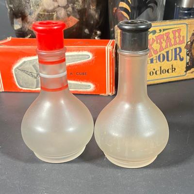 Lot 229: Vintage Cocktail Lot - Silverplate Ice Bucket, MCM Rooster Cocktail Shaker, Bitters Bottles and More