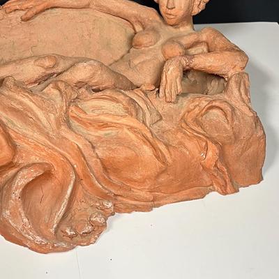 Lot 230: Signed Clay Sculpture