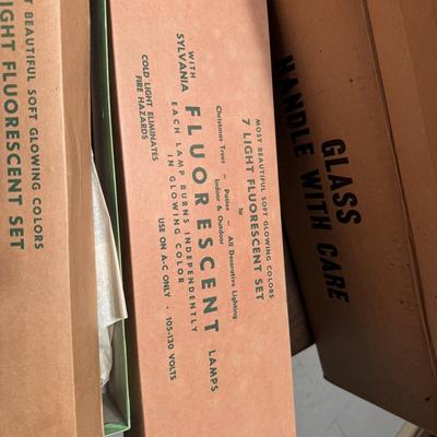 Vintage Sylvania Fluorescent Christmas Bulbs and Sockets