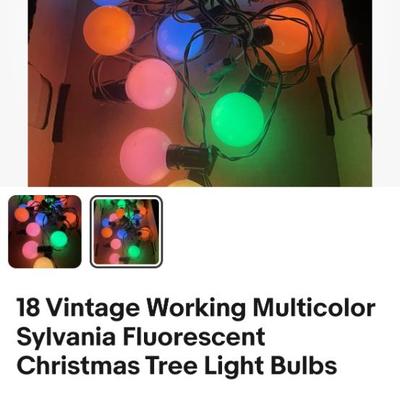 Vintage Sylvania Fluorescent Christmas Bulbs and Sockets