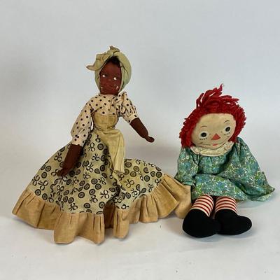Z733 Vintage Handmade Two Sided Doll with Raggedy Ann