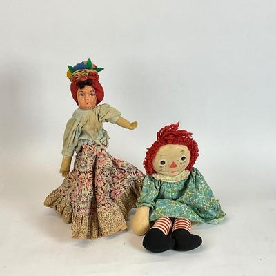 Z733 Vintage Handmade Two Sided Doll with Raggedy Ann