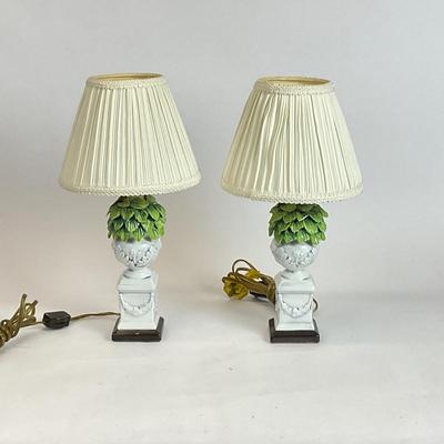 B734 Pair of Topiary Pottery Table Lamps