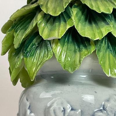 B734 Pair of Topiary Pottery Table Lamps