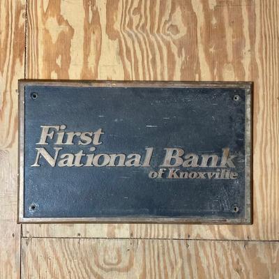 Z744 Vintage Large Brass Commemorative Plaque for First National Bank of Knoxville