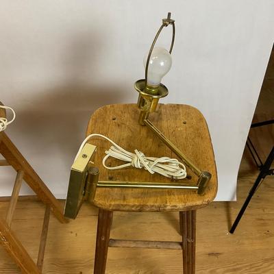 Z753 Pair of Brass Swivel Arm Mount Wall Lamps