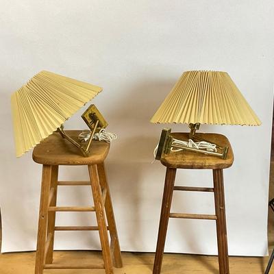 Z753 Pair of Brass Swivel Arm Mount Wall Lamps