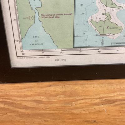 Z758 Large Framed Eastern Caribbean Map