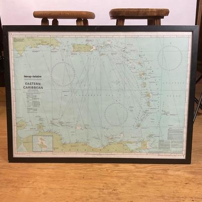 Z758 Large Framed Eastern Caribbean Map