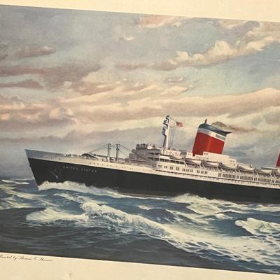 Lot 430: Framed Print of the "Steamship United States" Painted by Thomas Skinner