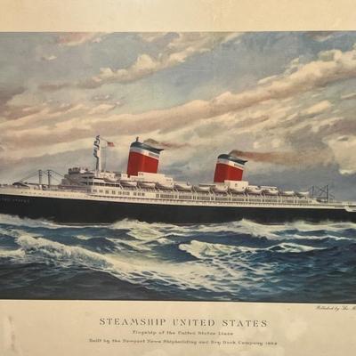 Lot 430: Framed Print of the "Steamship United States" Painted by Thomas Skinner