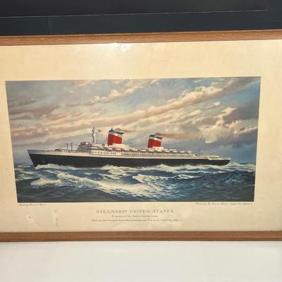 Lot 430: Framed Print of the "Steamship United States" Painted by Thomas Skinner