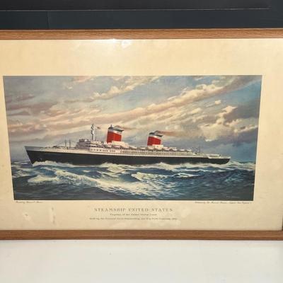 Lot 430: Framed Print of the "Steamship United States" Painted by Thomas Skinner