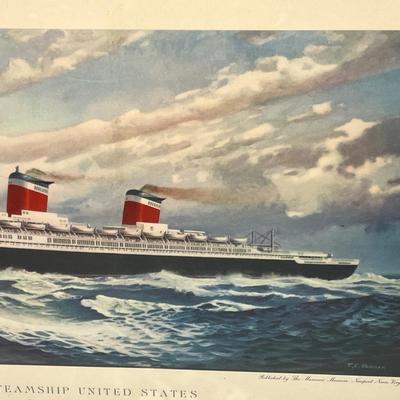 Lot 430: Framed Print of the "Steamship United States" Painted by Thomas Skinner