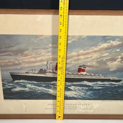Lot 430: Framed Print of the "Steamship United States" Painted by Thomas Skinner