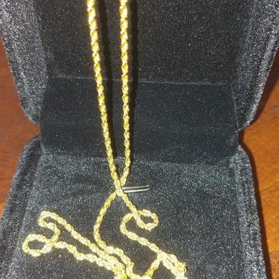 14k Yellow Gold Solid Rope Chain Necklace with Lobster Claw Clasp 2 mm 20 Inch