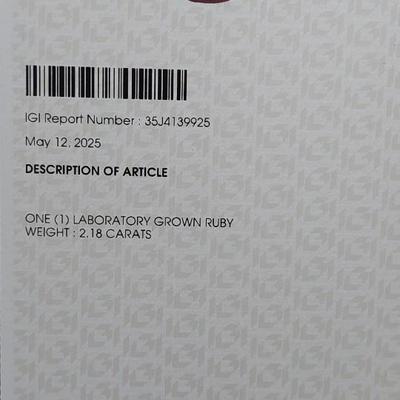 IGI CERTIFIED LAB GROWN RUBY
