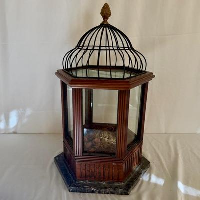 Decorative Bird Cage With Stone Base (LR-MG)