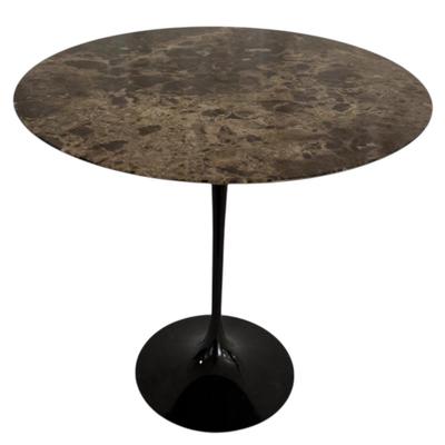 Knoll Saarinen Pedestal Side Table w/ Espresso Marble Top (D-MG)