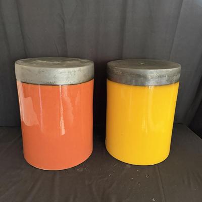 Two Surya Palominas Ceramic Stools (D-MG)