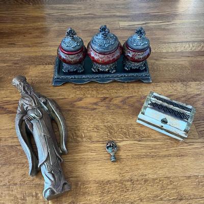 Vintage Asian Chalkware Figure and More (B3-BC)