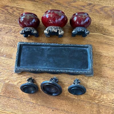 Vintage Asian Chalkware Figure and More (B3-BC)