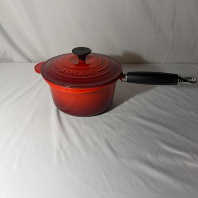 Two Le Creuset Enameled Cast Iron Saucepans (LR-MG)