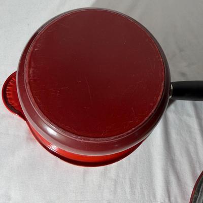 Two Le Creuset Enameled Cast Iron Saucepans (LR-MG)