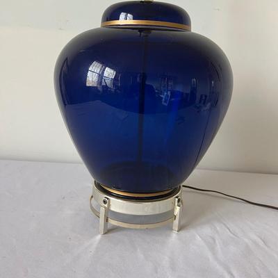 Cobalt Blue Mid Century Modern Glass Lamp (P-RG)