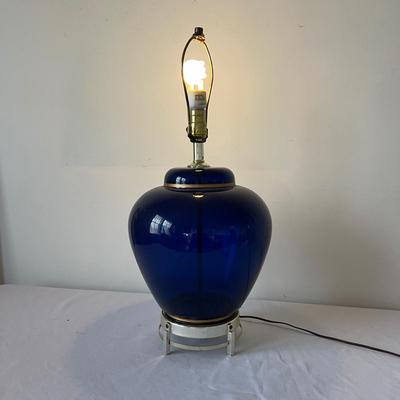 Cobalt Blue Mid Century Modern Glass Lamp (P-RG)