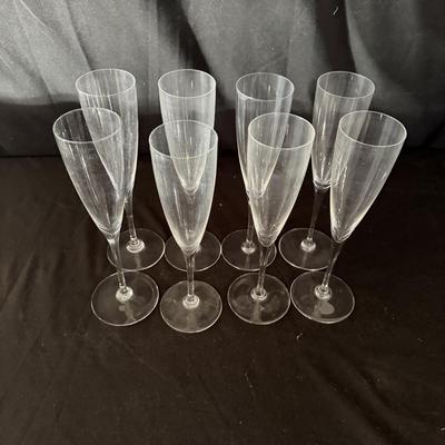 Eight Baccarat Crystal Champagne Flutes in the Dom Perignon Pattern (LR-MG)