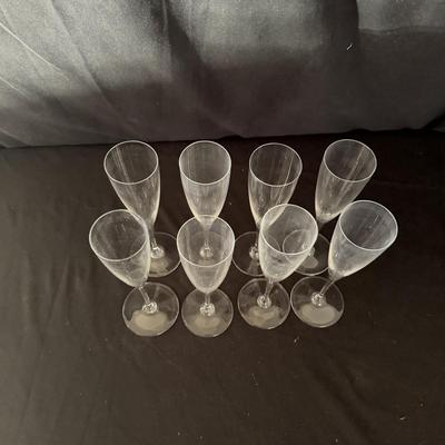 Eight Baccarat Crystal Champagne Flutes in the Dom Perignon Pattern (LR-MG)