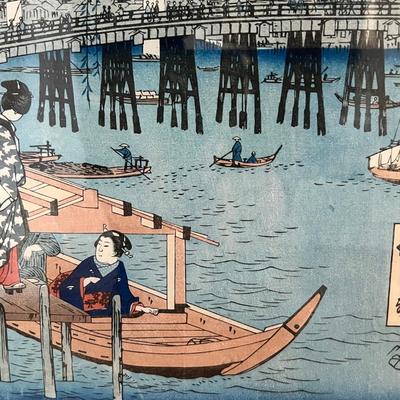 Japanese Woodblock Print By Hiroshige w/COA (DR-RG)