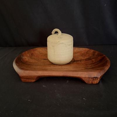 Curly Koa Kalua Board & The Pottery Lidded Piece (LR-MG)
