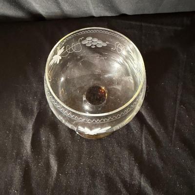 Eight Etched Goblets with Amber Bases (LR-MG)