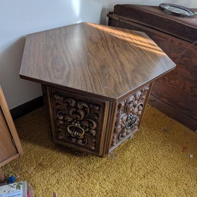 Mid century hexagon shaped side table.