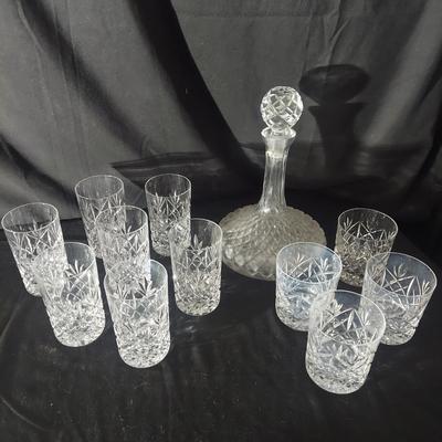 Crystal Decanter & Atlantis Glasses (P-BBL)