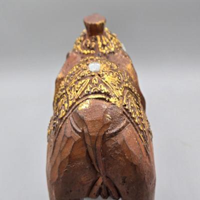 LOT 41: Two White Elephant Ceramic Tea Light Candle Holders, Carved Wooden Elephant, Feng Shui Elephant, and Hamilton Collection Elephant...