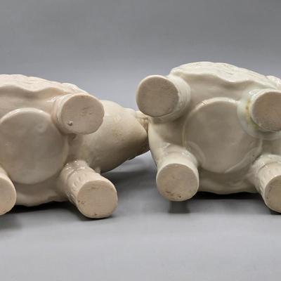 LOT 41: Two White Elephant Ceramic Tea Light Candle Holders, Carved Wooden Elephant, Feng Shui Elephant, and Hamilton Collection Elephant...