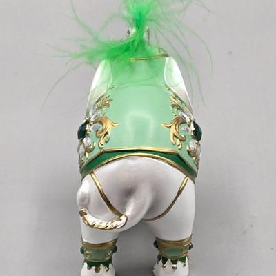 LOT 41: Two White Elephant Ceramic Tea Light Candle Holders, Carved Wooden Elephant, Feng Shui Elephant, and Hamilton Collection Elephant...