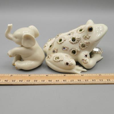 LOT 42: Lenox Victorian Lady of Fashions Tennis At Traymore, Baby Elephant, Prince of Jewels, and Woodland Collection Vase