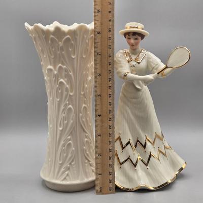 LOT 42: Lenox Victorian Lady of Fashions Tennis At Traymore, Baby Elephant, Prince of Jewels, and Woodland Collection Vase