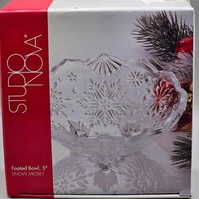 LOT 43: Four Marquis Waterford Crystal Goblets, Vintage Mikasa Festive Bells Frosted Glass Christmas Tree Shaped Tray, MCM Ruby Red...