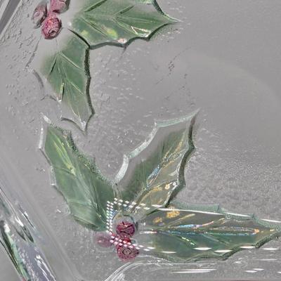 LOT 43: Four Marquis Waterford Crystal Goblets, Vintage Mikasa Festive Bells Frosted Glass Christmas Tree Shaped Tray, MCM Ruby Red...