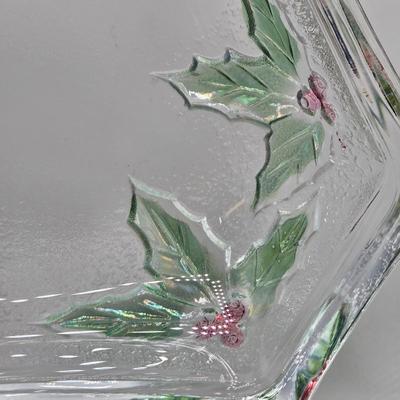 LOT 43: Four Marquis Waterford Crystal Goblets, Vintage Mikasa Festive Bells Frosted Glass Christmas Tree Shaped Tray, MCM Ruby Red...