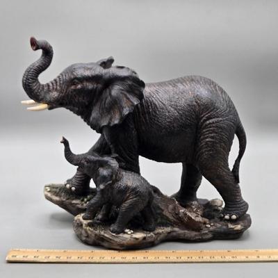 LOT 45: Vintage Iron Wood Elephant, San Francisco Music Box, Vintage Wood and Brass Elephant Coin Bank, and More