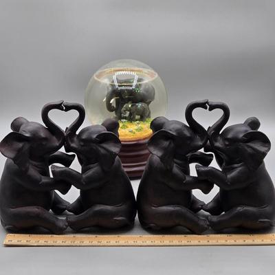 LOT 45: Vintage Iron Wood Elephant, San Francisco Music Box, Vintage Wood and Brass Elephant Coin Bank, and More