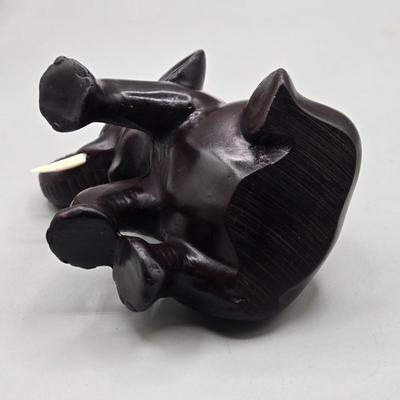 LOT 45: Vintage Iron Wood Elephant, San Francisco Music Box, Vintage Wood and Brass Elephant Coin Bank, and More