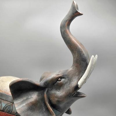 LOT 46: Ceramic Elephant Incense Holder, Vintage Colorful Elephant Figurine, 2 Ceramic Planters with Faux Succulents, and More